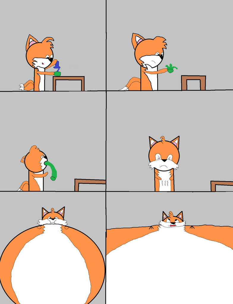 Tails's experimental slime inflation comic by gamerfan25 on DeviantArt