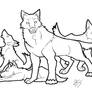 Wolf Pack Lineart - Free