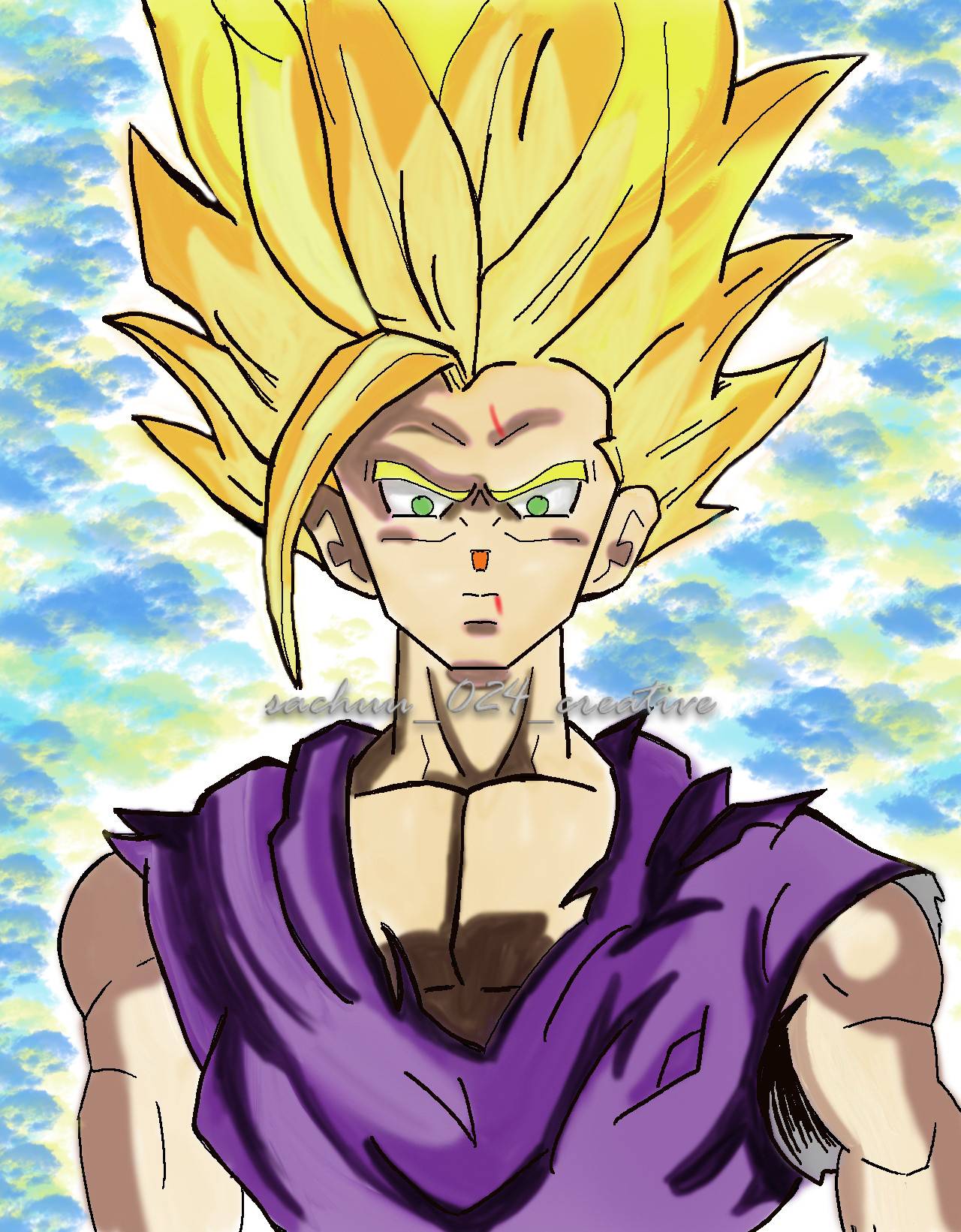 Dragon Ball Anime Drawings; Trunks, Gohan, Goku, Digital Drawing Commissions