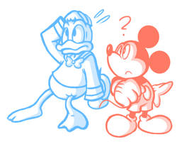 Detailed Mickey and Donald Sketch