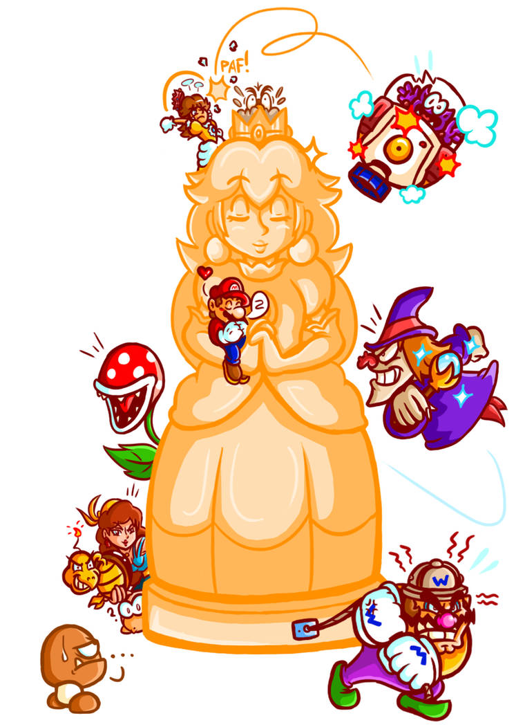 Mario - A Reunion at the Golden Statue by JamesmanTheRegenold