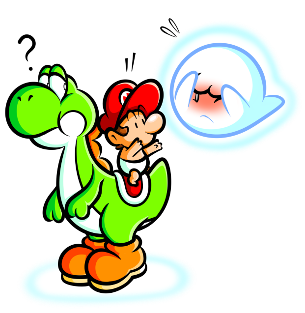 Yoshi and Baby Mario with Boo