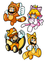 Commission - Powered-Up Mario and Friends