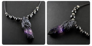 Men's (or women's) Purple Fluorite Wand Necklace