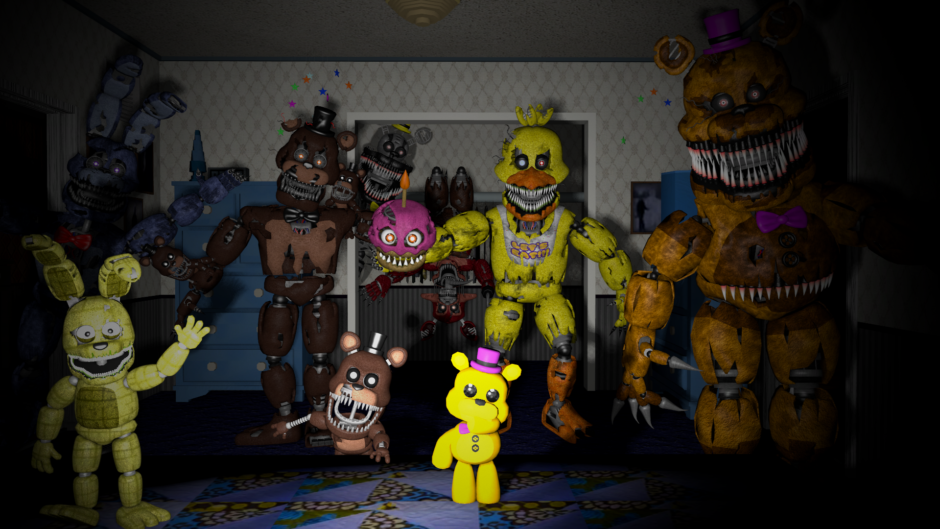 SFM FNAF) Nightmare Fredbear Poster by MysticMCMFP on DeviantArt