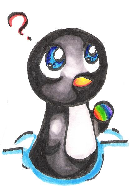 Chibi penguin and rainbow ice