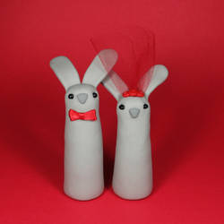 Goth Bunny Wedding Toppers