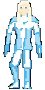 Sad futuristic suit girl pixel