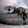giganotosaurus en la lluvia