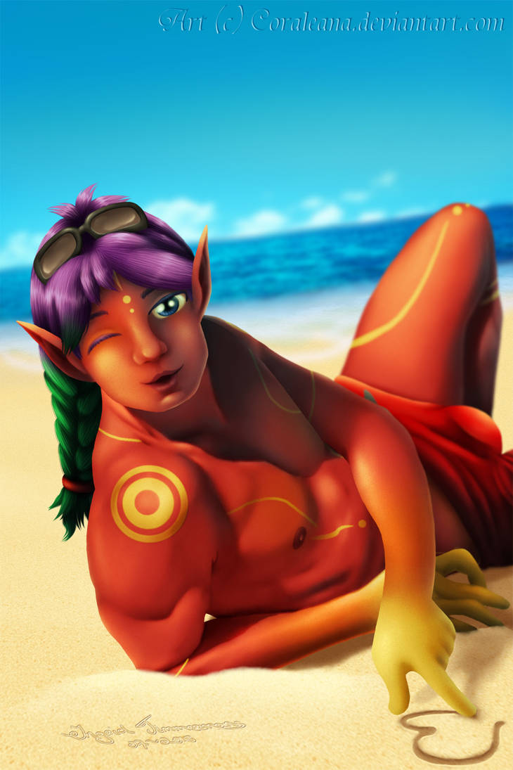 Hot day at the beach by Coraleana