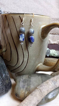 Handmade Silver with Blue Natural Stone Earrings