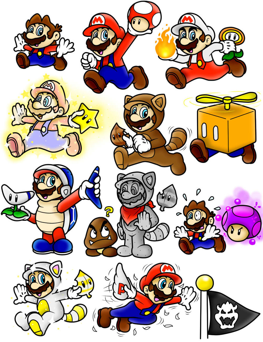 Super Mario 3D Land Power-Up Doodles (Mario) Color