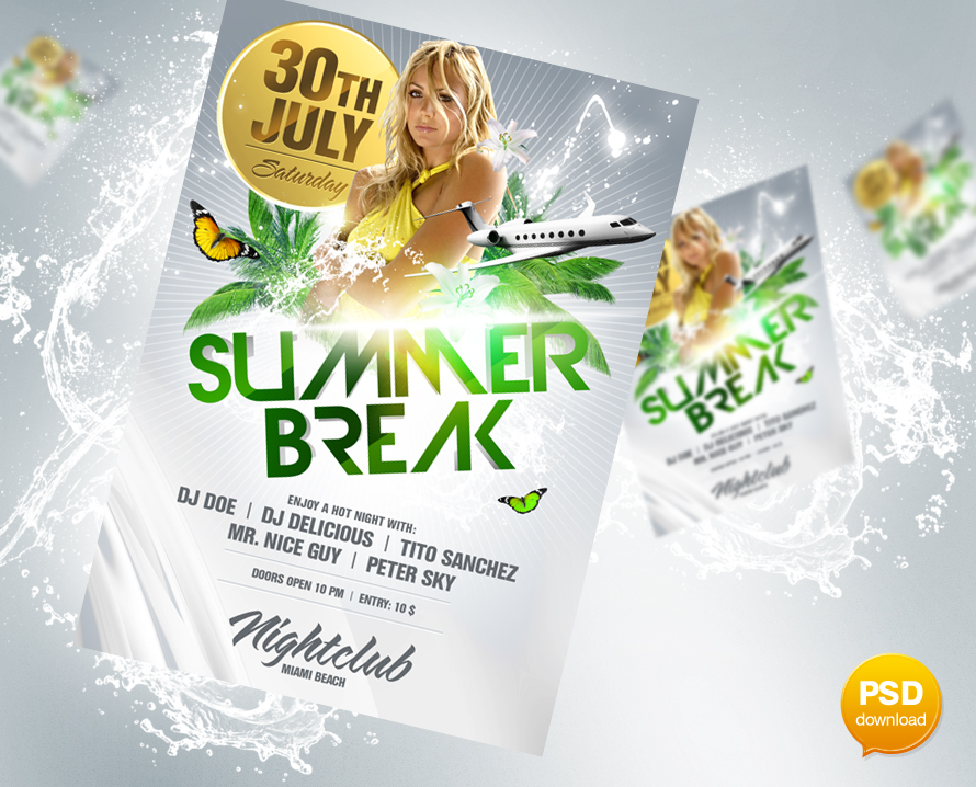 Summer Break Flyer PSD