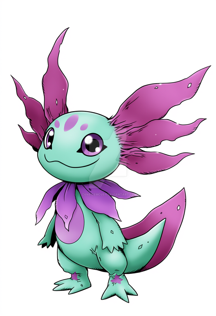 Axolotl themed digimon rookie level by zaneicemover on DeviantArt