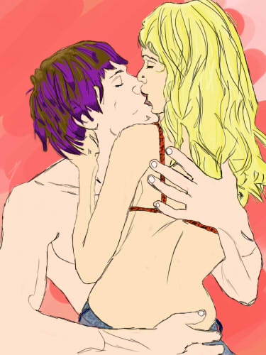 Teddy and Victoire kiss