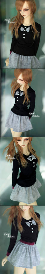 Tee+skirt set --Black