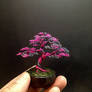 Hematite Pink upright wire bonsai tree by Ken To