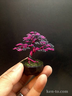 Hematite Pink upright wire bonsai tree by Ken To by KenToArt Hematite Pink upright wire bonsai tree by Ken To by KenToArt