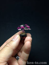 Multi colored micro wire bonsai tree by Ken To