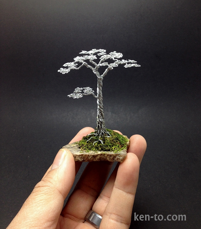 Flat top wire bonsai tree sculpture by Ken To