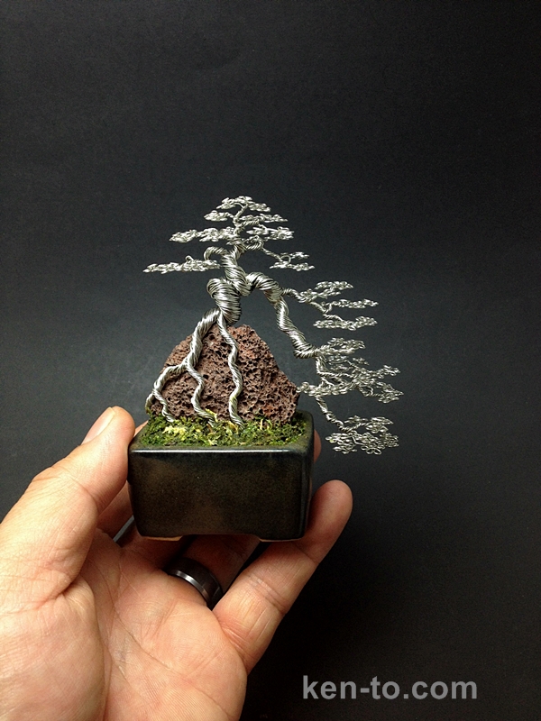 Large cascading ROR wire bonsai tree by Ken To