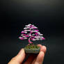 3 tone pink wire bonsai tree sculpture by Ken To