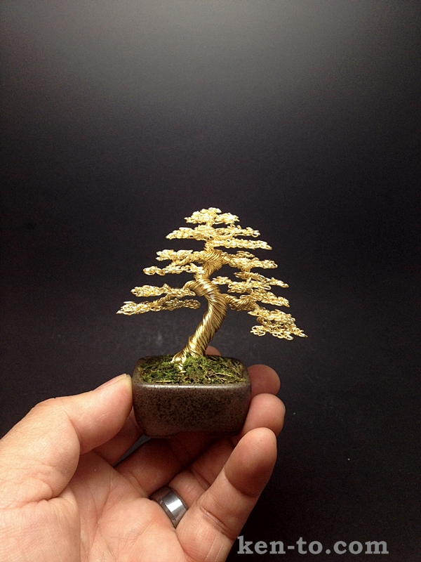Exhibition grade gold wire bonsai tree by Ken To