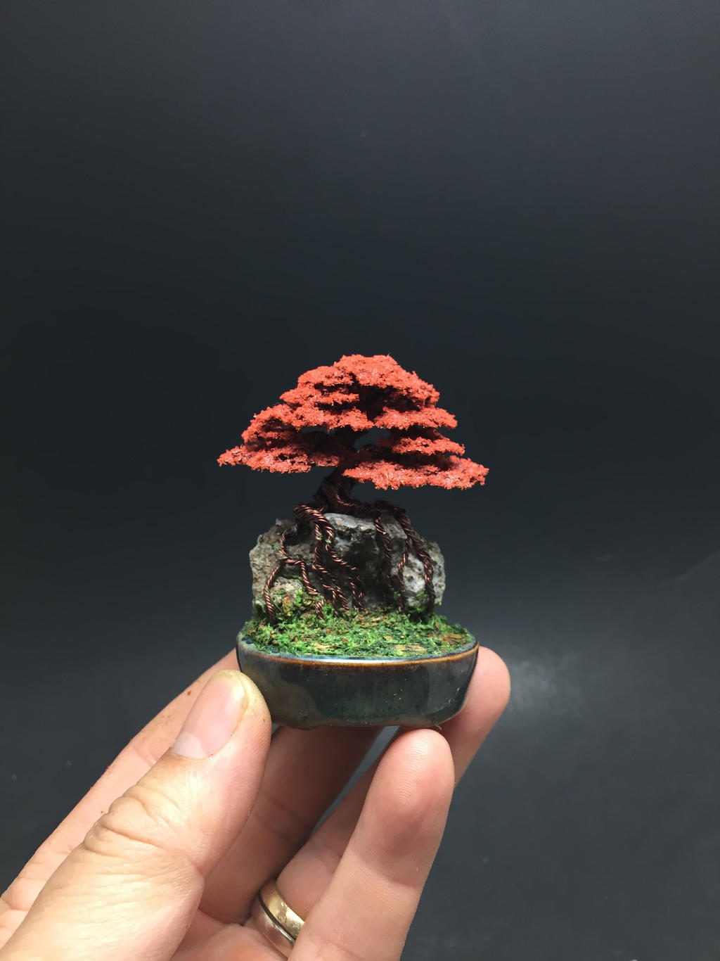 Red root-over-rock wire bonsai tree by Ken To by KenToArt on DeviantArt