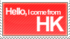 'Hello I come form HK' stamp