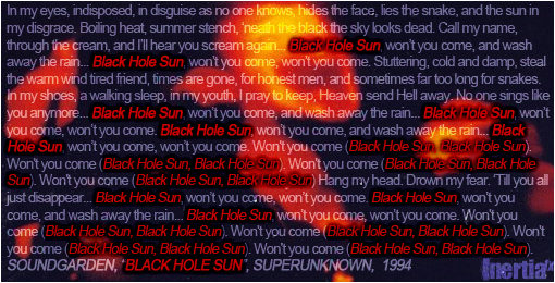 Swann Feat. Nouela - Black Hole Sun Lyrics Black Hole Sun Lyrics by inertiafx on DeviantArt