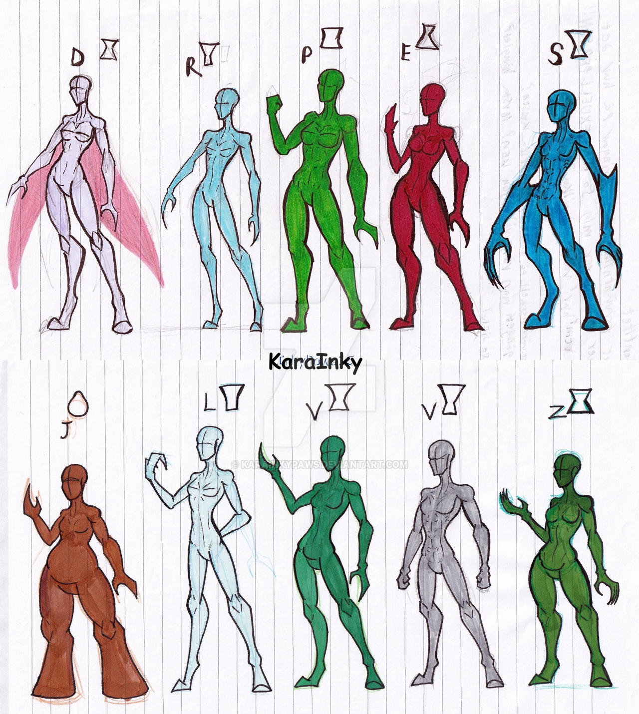 Nautalis Characters' body types