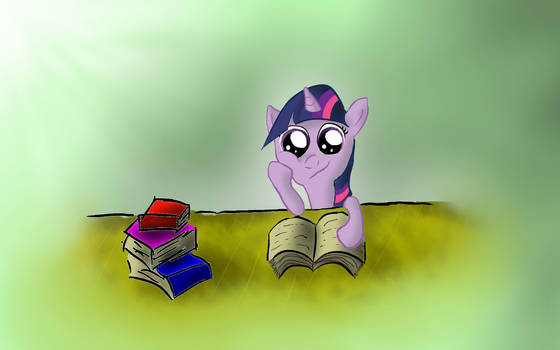 Filly Twilight Sparkle reading a book