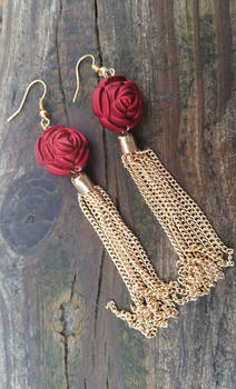 Red Rose Waterfall Earrings