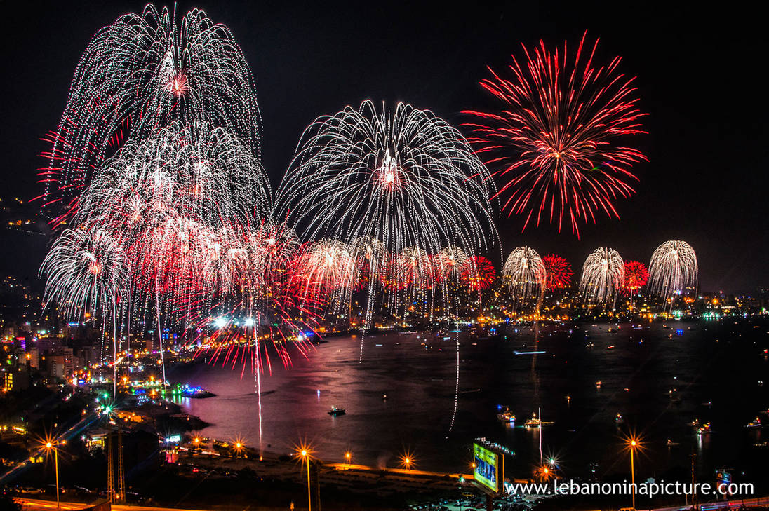 Fireworks in Jounieh, Lebanon by alanove