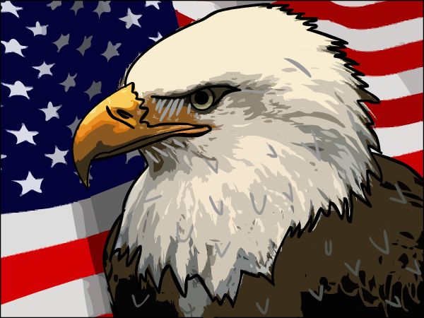 Eagle: Vector Graphic with Flag