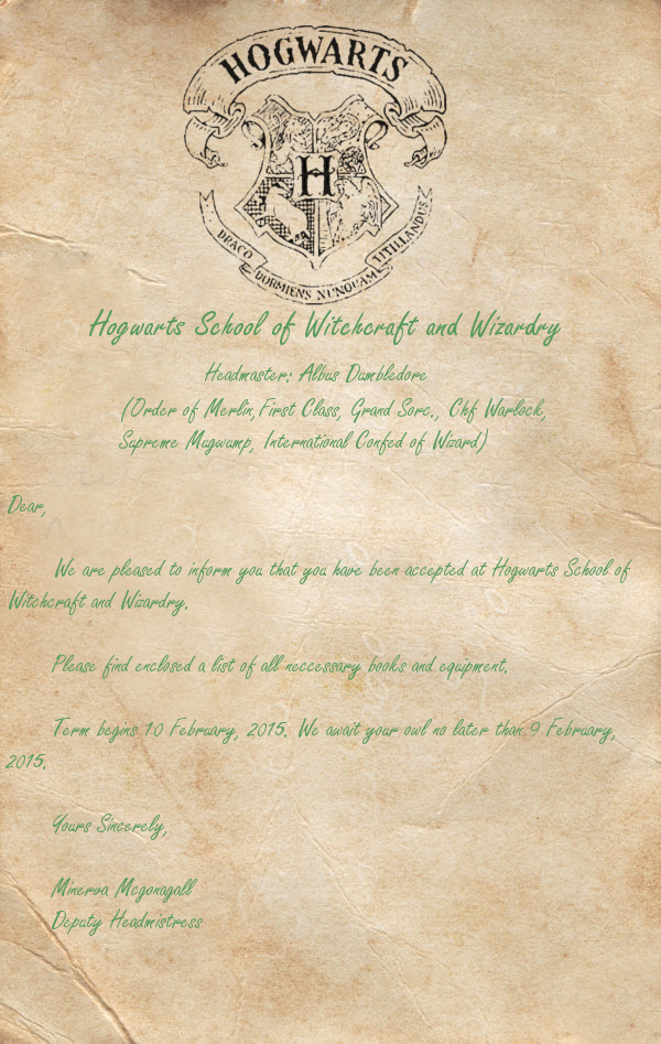 Harry Potter Letter; Free Printable Hogwarts Acceptance Letter