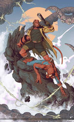 Hellboy and Spiderman by mohammedAgbadi