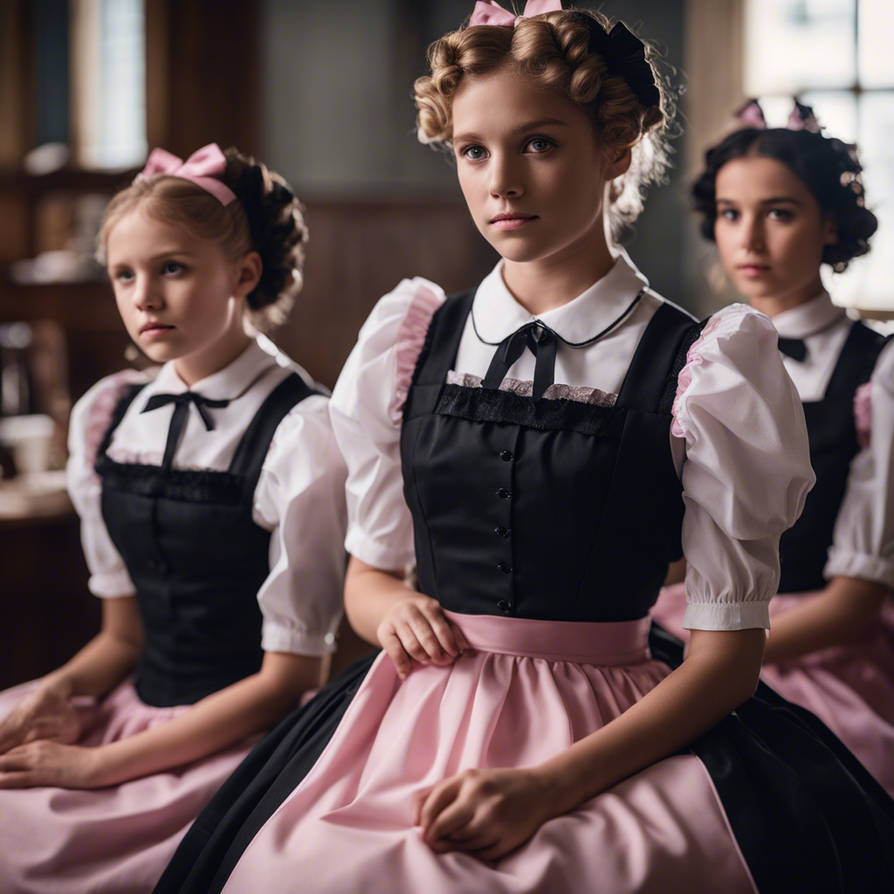 sissies maids classroom in pink aprons 1