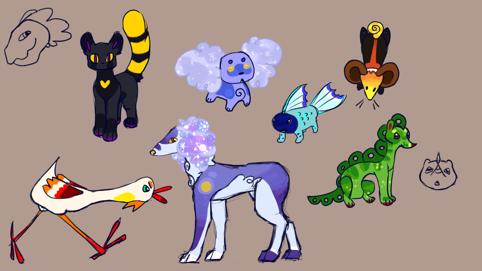 Fakemon sketches by knightlybydesign on DeviantArt