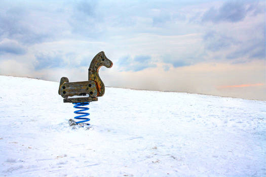 Playground horse in the winter