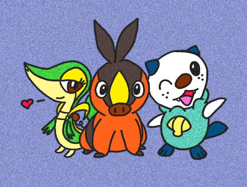 oshawott, snivy, tepig, serperior, unown, and 5 more (pokemon) drawn by  saki_pokeoekaki