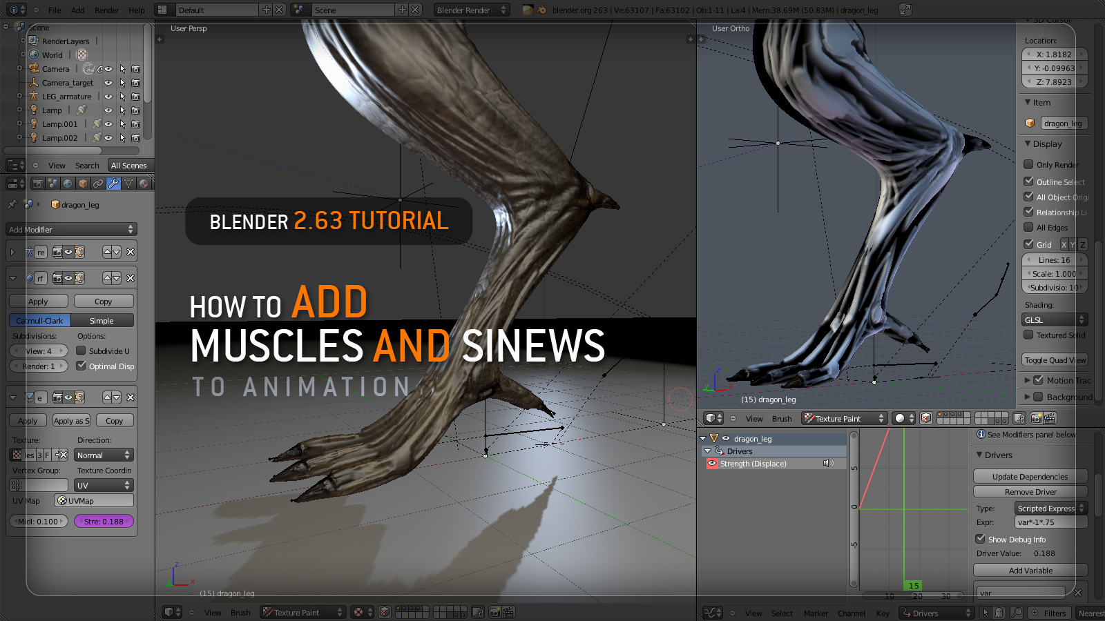 BLENDER ANIMATION TUTORIAL. MUSCLES AND SINEWS