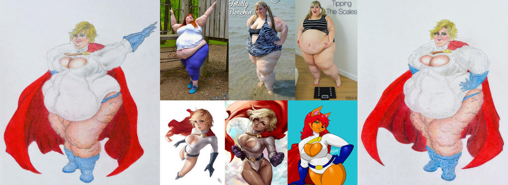 SSBBW PowerGirl Drawings beside referances