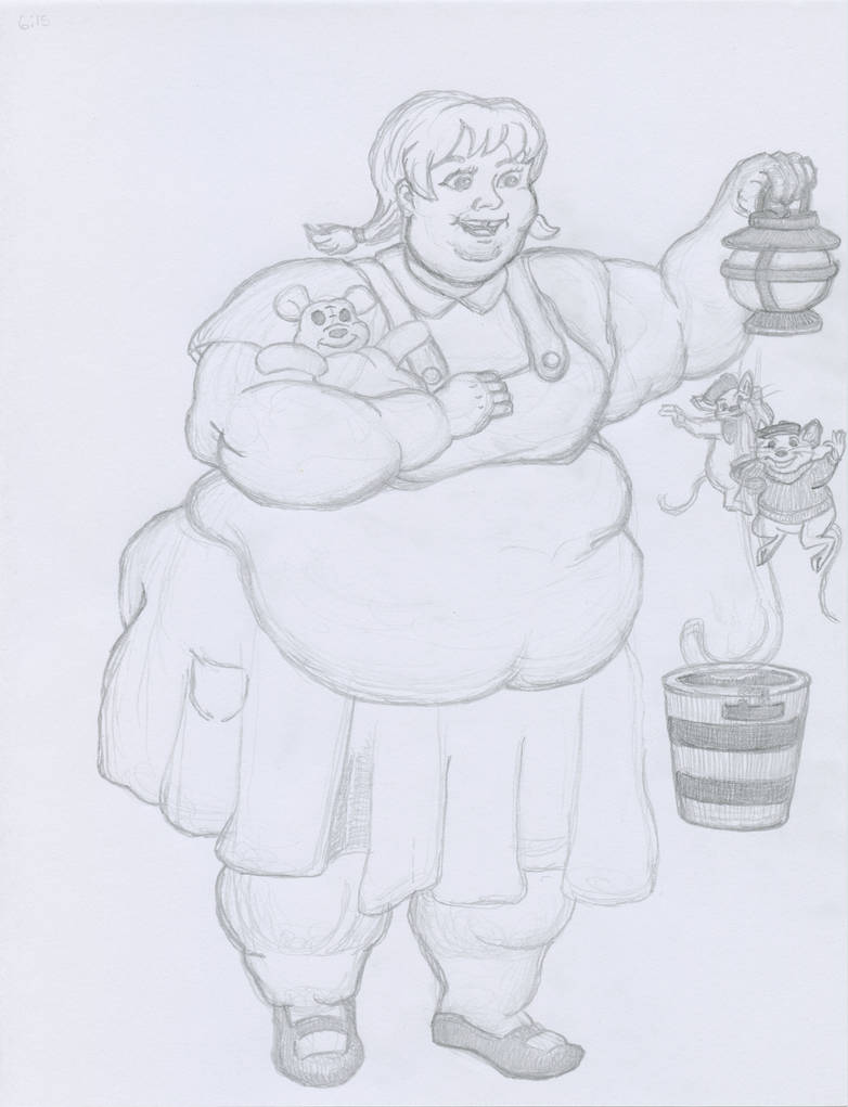 SSBBW Penny with Bernard and Miss Bianca sketch 1 by ENT2PRI9SE on