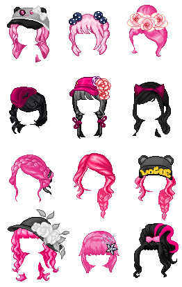 Black and Pink Hair Pack ~