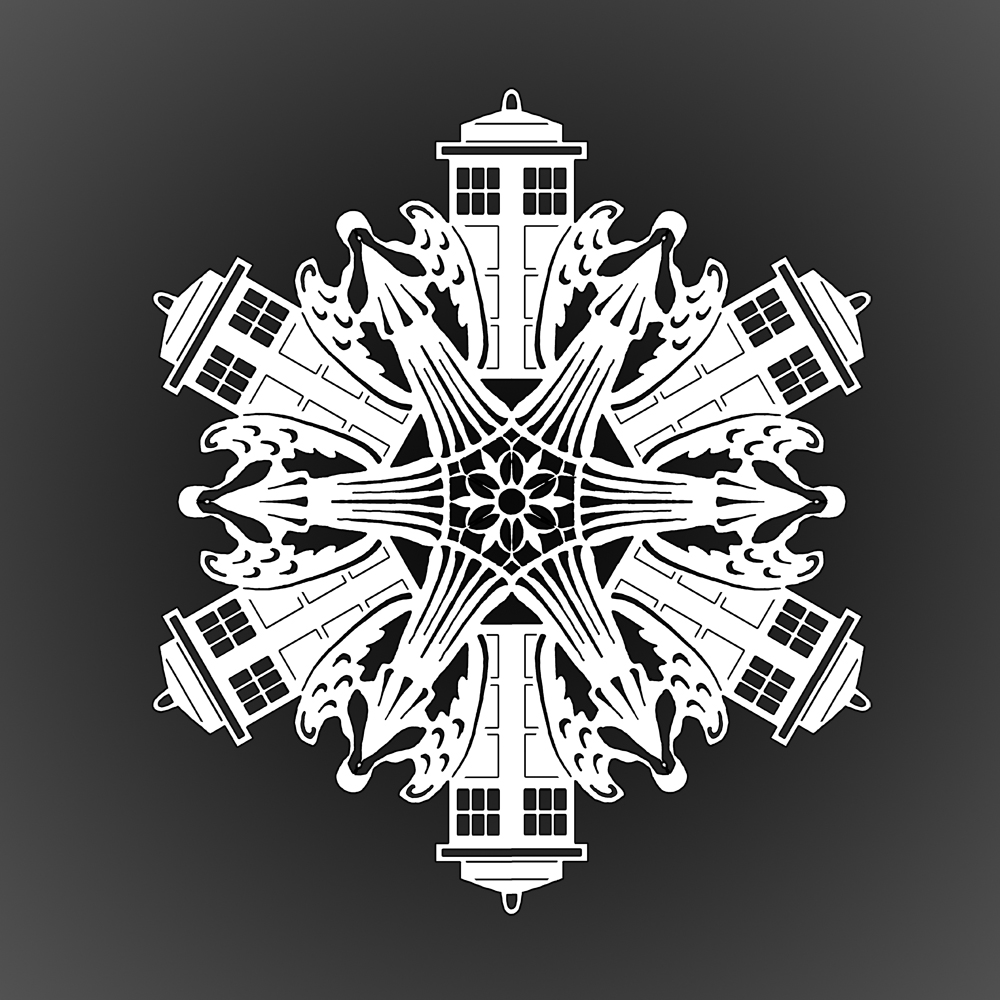 Weeping angel and TARDIS paper snowflake by 13Katyusha13