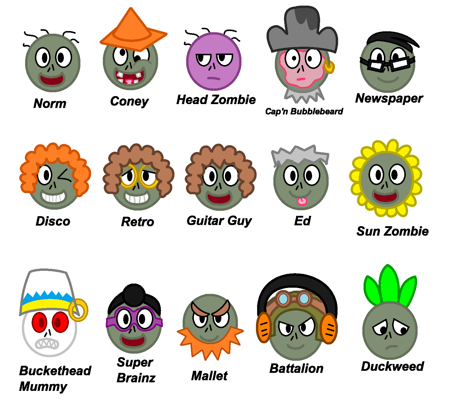 Zombies from the PvZ Plush series by FireBoogaloo on DeviantArt