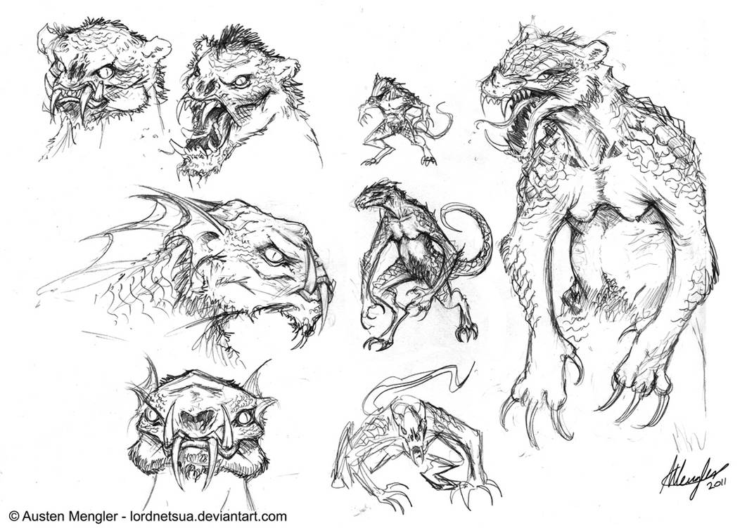 Creature Design: Sketches pg 1 by AustenMengler on DeviantArt