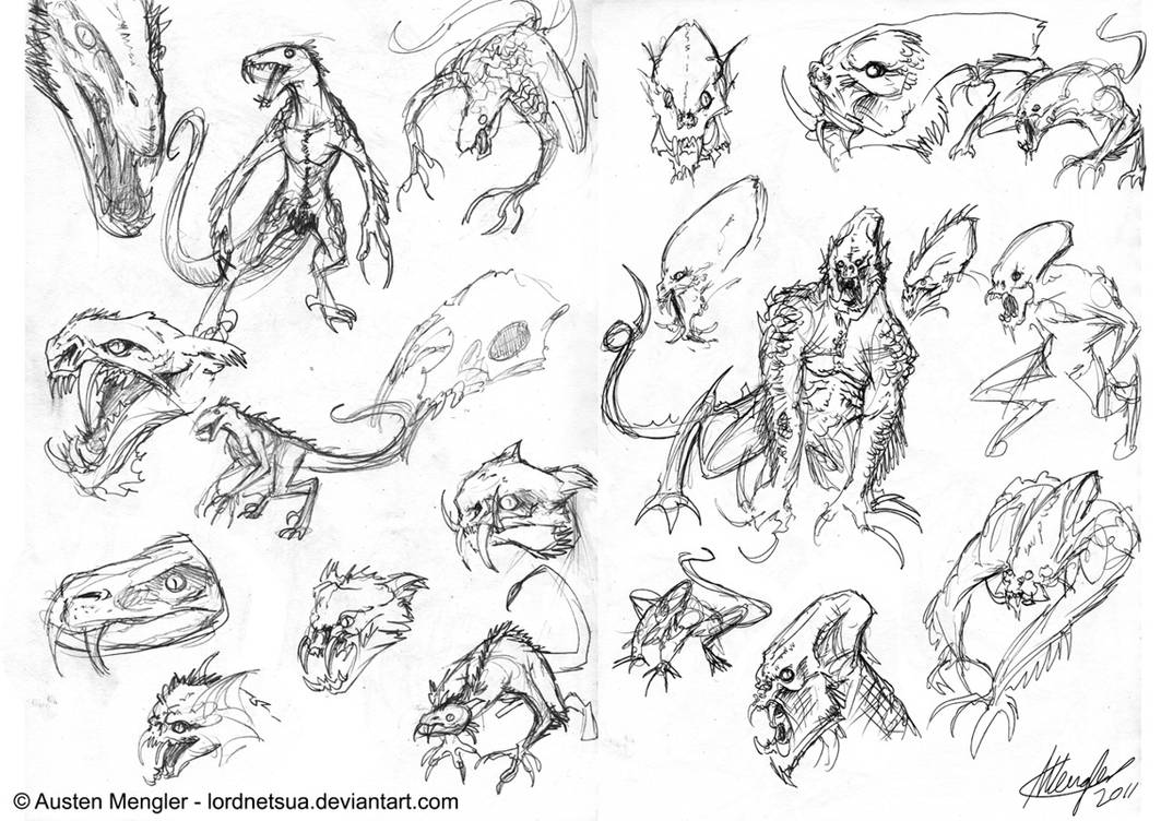Creature Design: Sketches pg 2 by AustenMengler on DeviantArt