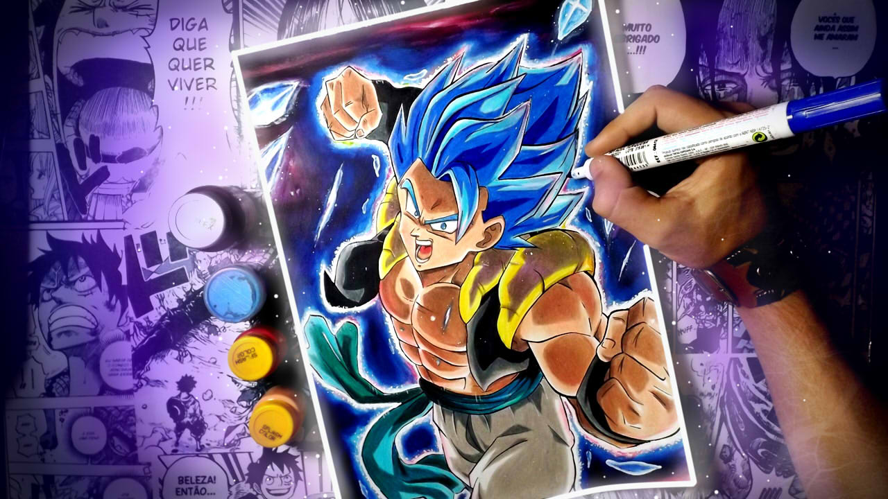 como desenhar o gogeta ssj blue